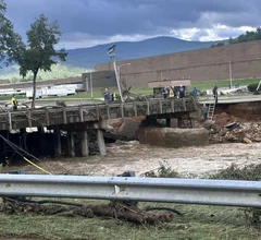 Helene damage to bridge Baxter North Cove facility in North Carolina.