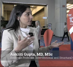 Aakriti Gupta, MD, Cedars-Sinai, explains use of cerebral embolic protection devices in TAVR