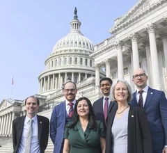 Part of the ASNC delegation that visited with congressional members to to explain policy and payment challenges that face. Members of ASNC's Health Policy Committee from left: Daniel Huck, MD, MPH, David E. Winchester, MD, MS, FASNC, Suman Tandon, MD, FASNC, Vikas Veeranna, MD, Friederike Keating, MD, FASNC, and Attila Feher, MD, PhD.