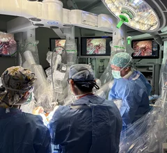 Vinay Badhwar, MD, and his team perform a robotic TAVR explant and aortic valve replacement. Image courtesy of WVU Medicine.