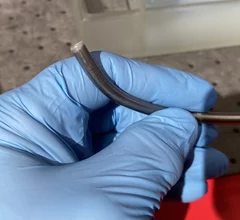 The Penumbra thrombectomy pulmonary embolism clots extraction catheter displayed at TCT 2025. Photo by Dave Fornell