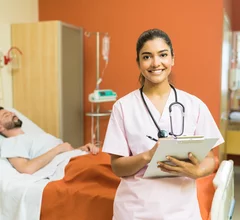 nurse and patient in hospital