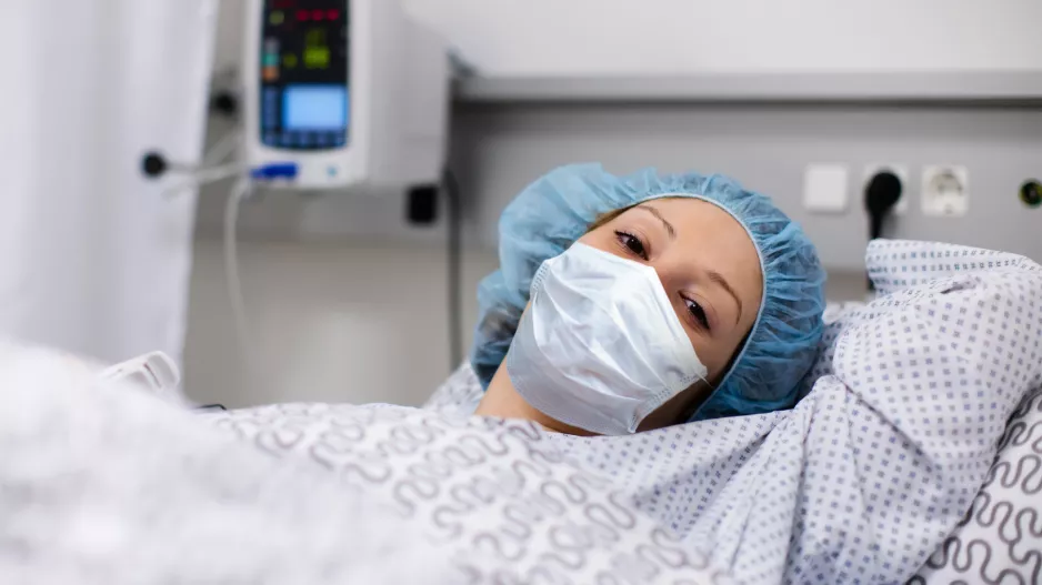 Patient in hospital bed