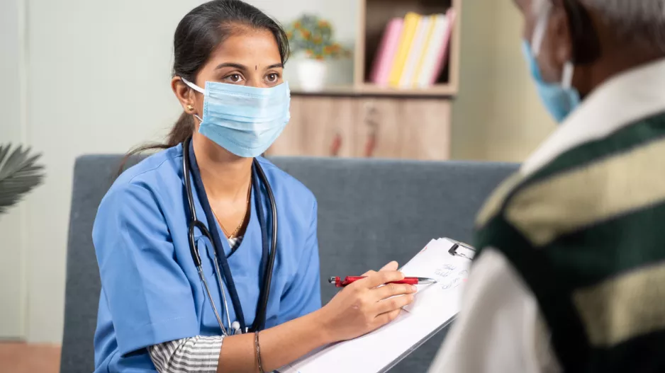 Doctor patient with masks