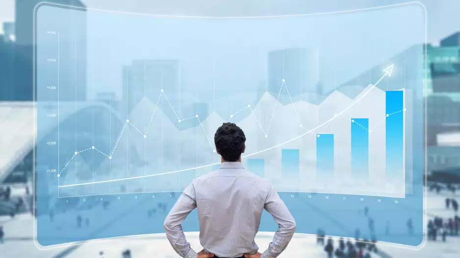 Financial data showing growing revenue