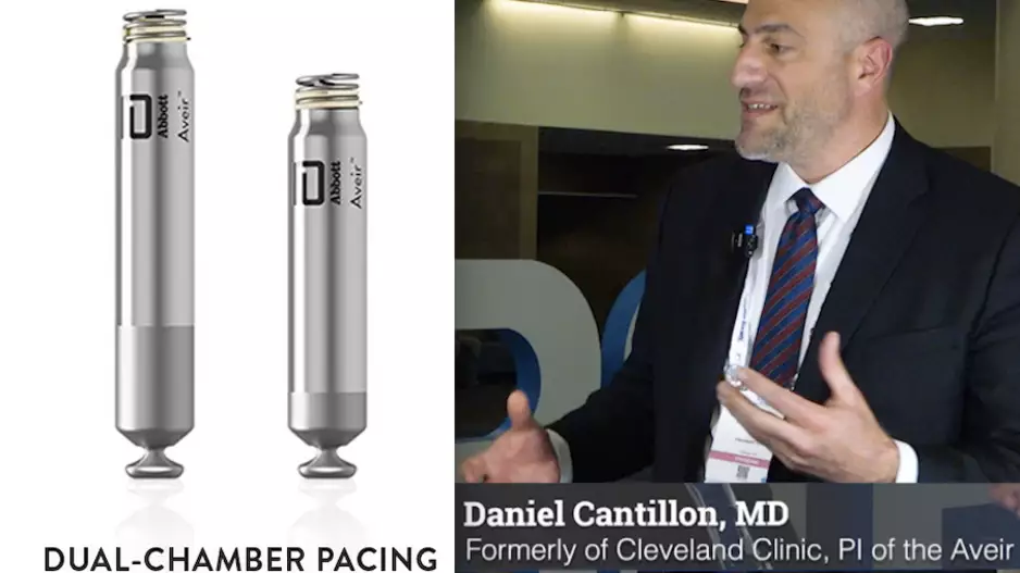 Daniel Cantillon, MD, said the first leadless, dual-chamber pacing system performed very well in the Aveir dual-chamber i2i trial. #HRS #HRS23