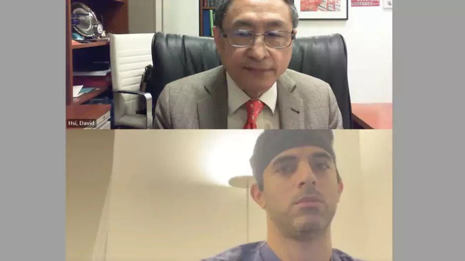 Arzhang Fallahi, MD, and David Hsi, MD, discussing imaging-based aortic stenosis screening