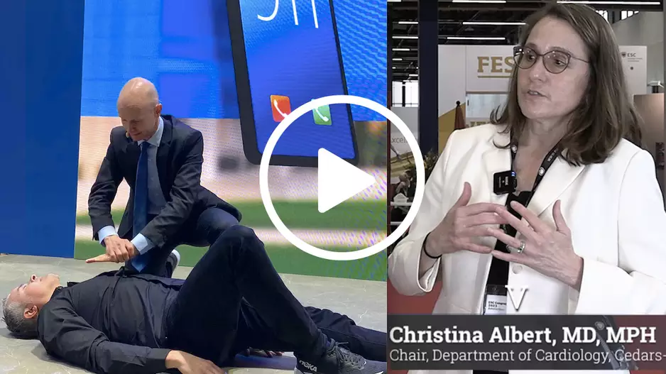 Video of Christina Albert, MD, MPH chair, Department of Cardiology, Cedars-Sinai, explaining the changing approaches to sudden cardiac arrest. #SCA #SCD #ESC #ESC23 #ESC2023