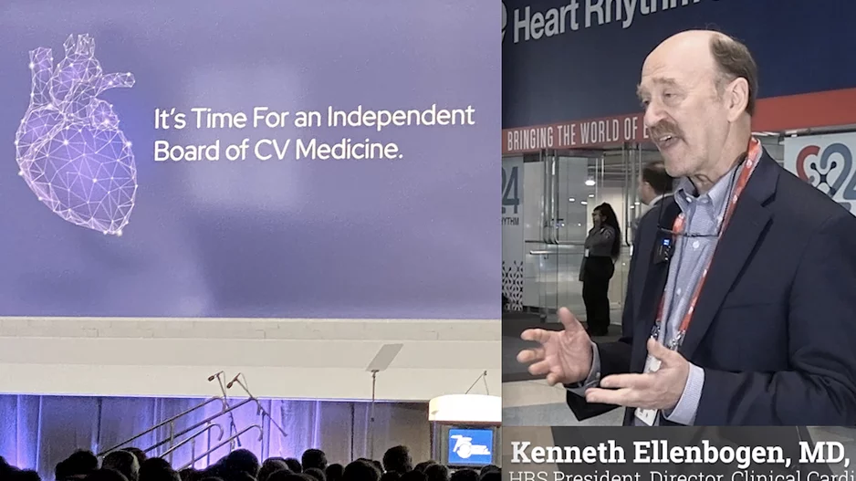 Heart Rhythm Society (HRS) President Kenneth Ellenbogen, MD, FHRS, director of clinical cardiac electrophysiology and pacing, Virginia Commonwealth University, discussed two key initiatives for 2024-25 with Cardiovascular Business. These include helping create a new, independent cardiovascular medicine board, and supporting the movement toward more outpatient procedures being performed in office-based labs (OBL) and ambulatory surgical centers (ASC). #EPeeps #HRS #HRS24 #HRS2024