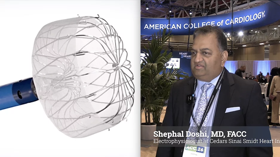 One of the big late-breaking trials presented at the 2026 American College of Cardiology (ACC) Scientific Sessions was the CHAMPION-AF, which showed left atrial appendage occlusion (LAAO) can offer a safe, non-drug alternative to anticoagulation therapy, even in patients with atrial fibrillation who are not at high risk for bleeding. First author of the study Shephal Doshi, MD, FACC, an electrophysiologist at Cedars Sinai Smidt Heart Institute, discussed the details of the trial. #LAAO #ACC #ACC26