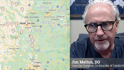 Jim Melton, DO, vascular surgeon and co-founder of the CardioVascular Health Clinic in Oklahoma City, explains the use of mobile outreach cardiology clinics to help rural and Native American populations.