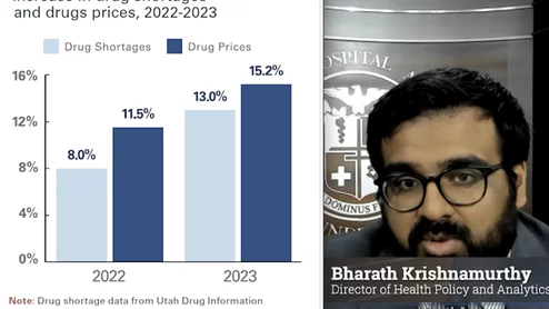Bharath Krishnamurthy, a director of Health Policy and Analytics at the American Hospital Association (AHA), explains explains how drug shortages and supply chain issues are negatively impacting U.S. healthcare.