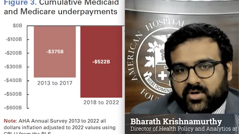 Bharath Krishnamurthy, a director of health policy and analytics at the American Hospital Association (AHA), factors that are leading to instability the U.S. healthcare system. #AHA #AmericanHospitalAssociation #CMS #Healthcare