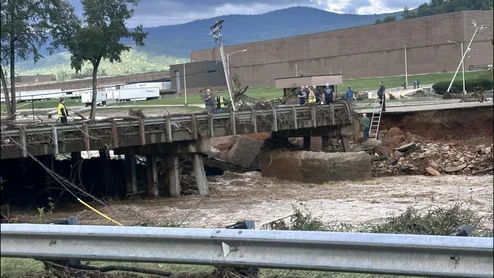 Helene damage to bridge Baxter North Cove facility in North Carolina.