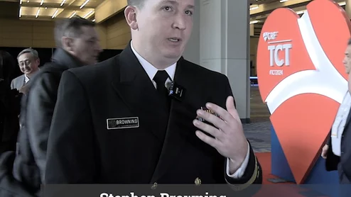 Stephen Browning, FDA assistant director for hemodynamic and heart failure diagnostics, explains the FDA perspectives and regulatory pathways for AI-enabled cardiovascular devices at TCT 2024.