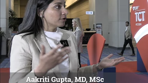 Aakriti Gupta, MD, Cedars-Sinai, explains use of cerebral embolic protection devices in TAVR