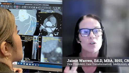 Jaime Warren, EdD, FACC, vice president of care transformation at MedAxiom, an ACC company, explains what is needed to address staffing shortages created by a 94% increase in cardiac CT volumes over the past 5 years. 