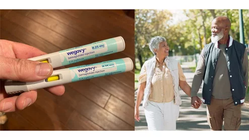 Wegovy and happy people walking