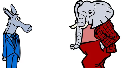 Democrat donkey v Republican elephant