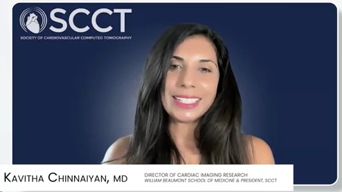 Society of cardiovascular computed tomography (SCCT) President Kavitha Chinnaiyan, MD, FACC, MSCCT, a cardiologist and professor of medicine at Oakland University William Beaumont School of Medicine in Royal Oak, with is part of Corewell Health, explains some of the key trends in coronary computed tomography angiography (CCTA) and how this is being translated into educational programming at the SCCT 2026 annual scientific meeting (ASM). #SCCT2026