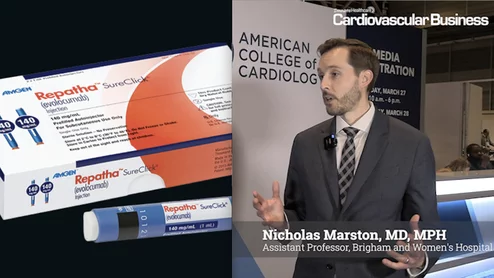 Nicholas Marston, MD, MPH assistant professor of medicine, and a cardiologist at Brigham and Women's Hospital, presented the late-breaking VESALIUS-CV data on the use of evolocumab for the reduction of major cardiovascular events in patients who do not have significant atherosclerosis. #ACC26