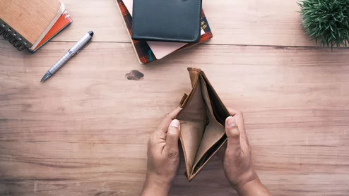 empty wallet broke