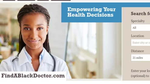 Screenshot of FindABlackDoctor.com 