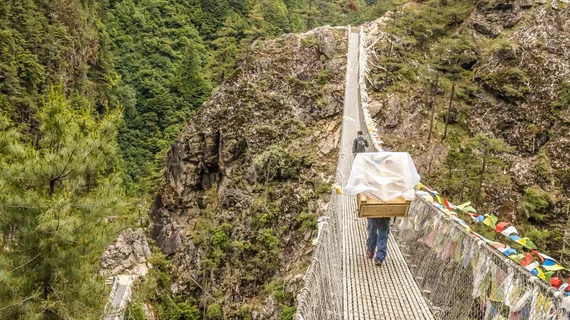installing imaging equipment near Mount Everest mountain 