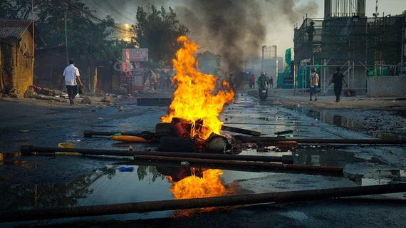 protest riot fire