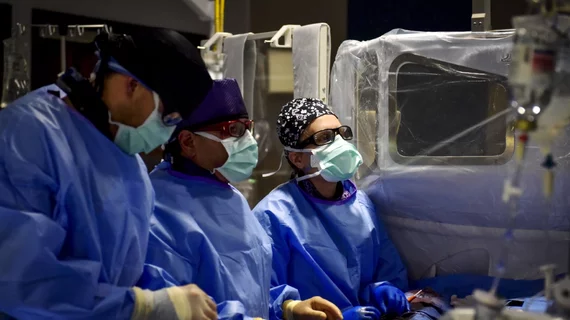 Interventional cardiology procedure in a cath lab at Beaumont Hospital.