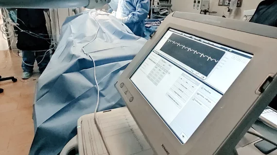 EP lab pacemaker programmer during an implant procedure. Photo by Jose Arellano