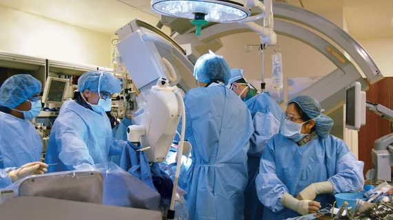 A TAVR procedure being performed at Northwestern Medicine in Chicago. These structural heart procedures require a team approach.