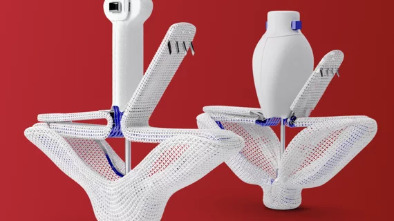 The Pascal transcatheter mitral valve repair system. Similar to the latest version of the MitraClip, the Pascal can operate each leaflet independently to grasp the mitral valve leaflets. Results of the CLASP IID trial at #TCT2022.