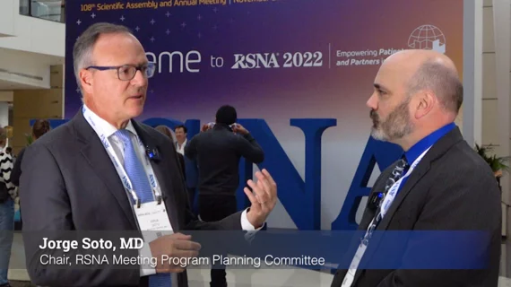 Jorge Soto, MD, chair of the RSNA Annual Meeting Program Planning Committee, chief of radiology, Boston Medical Center, and professor of medicine, Boston University School of Medicine, offers an overview of the trends, hot topics, and innovative research and technology at the Radiological Society of North America (RSNA) 2022 meeting.