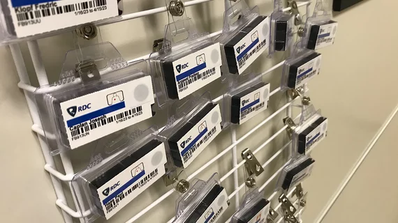 X-ray dose monitoring badges for cath lab staff at Banner Health's ambulatory surgical center (ASC) in Sun City, Arizona. Photo by Dave Fornell