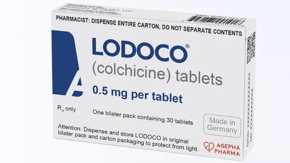 The U.S. Food and Drug Administration (FDA) priority review, the FDA has cleared the Agepha Pharma USA LLC's drug Lodoco (colchicine) as the first anti-inflammatory atheroprotective cardiovascular treatment. Colchicine prevents coronary artery plaque inflammation, heart inflammation. Colchicine for coronary artery disease. Colchicine for coronary inflammation FDA Approves Colchicine for Decreasing CV Events FDA Approves Colchicine for decreasing inflammation caused by coronary atherosclerosis.
