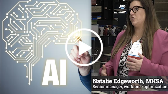 Video of Natalie Edgworth at Providence Health System explaining how AI is used to optimizing staffing schedules. #HIMSS