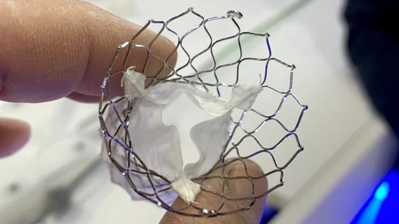 Medtronic CoreValve Evolut TAVR device in the Medtronic booth at TCT 2023. Photo by Dave Fornell