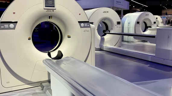 CT scanners on display in the United Imaging booth at RSNA 2023. Photo by Dave Fornell. #RSNA #RSNA23 #RSNA2023 orthopedic imaging