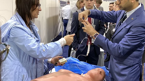 ACC attendees get training on how to place a temporary pacemaker in the hands-on simulation lab at ACC.24. Photo by Dave Fornell