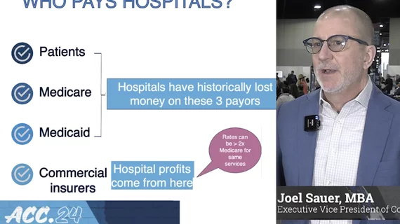 Joel Sauer, MBA, executive vice president of consulting, MedAxiom, spoke at ACC 2024 on how doctors get paid and how to navigating the payment system of DRGs and CPT Codes. #ACC #Medaxiom #CMS #reimbursement