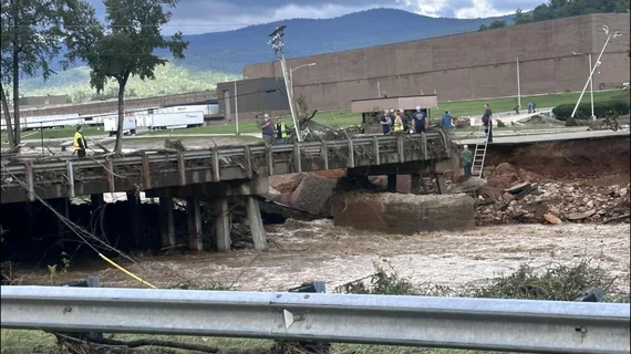Helene damage to bridge Baxter North Cove facility in North Carolina.