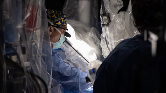 Heart surgeons with the WVU Heart and Vascular Institute have made a bit of history, performing the world’s first combined robotic aortic valve replacement (AVR) and coronary artery bypass grafting (CABG) procedure—all through one small incision. Patients requiring these procedures typically undergo open-heart surgery. Image courtesy of WVU Medicine. 