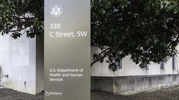 U.S. Department of Health and Human Services (HHS) sign. 