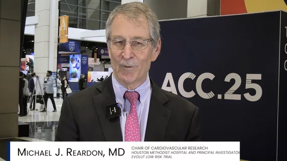 Michael Reardon, MD, explained the low-risk Evolut 5-year results of TAVR vs. SAVR at ACC 2025. #ACC #ACC25 #ACC2025