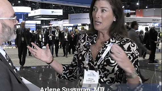 Arlene Sussman, MD, radiologist-medical director, mammography, at vRad, explains a telebreast imaging system that allows patients direct video consults with their remote radiologist just after their exams to increase personalized care and to answer questions immediately to avoid waiting for answers. She spoke on this technology in sessions at RSNA 2024.