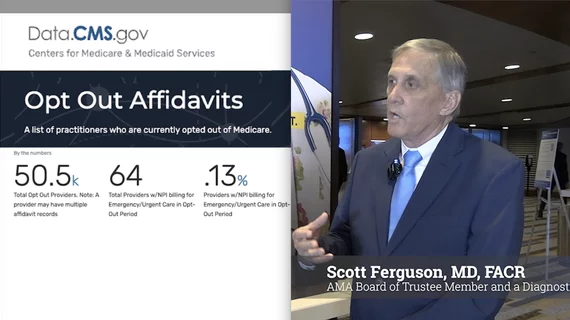 American Medical Association (AMA) Board of Trustees Member Scott Ferguson, MD, FACR, a diagnostic radiologist, discusses how and why physicians are opting out of Medicare because the payments no longer are covering their costs. Currently, the Centers for Medicare and Medicaid Services (CMS) say about 50,000 doctors have opted out of the Medicare program, or about 5% of U.S. physicians. 