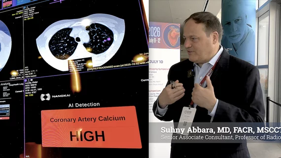 Suhny Abbara, MD, FACR, MSCCT, FNASCI, senior associate consultant and professor of radiology, Mayo Clinic, Jacksonville, Florida, and editor of the RSNA journal Radiology, gave high praises to opportunistic AI screenings for coronary calcium at SCCT 2026. He said there are more than 20 million chest CTs performed each year in the U.S., which holds a massive promise to detect millions of new patients with asymptomatic coronary artery disease that the patient is unaware of. #SCCT #YesCCT #Radiology