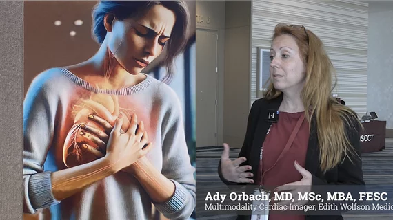 Ady Orbach, MD, MSc, MBA, FESC, a cardiologist and multimodality cardiac imager at the Edith Wolfson Medical Center, Holon, Israel, explains the impact of women's hormones on the cardiovascular system and why cardiac imagers should pay attention. The women having chest pain art is by Patrcia Carrascosa, displayed at RSNA 2025.