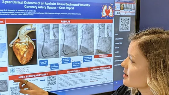 Vascudyne off-the-shelf bioengineered blood vessel for CABG two-year results presented at EACTS 2026.
